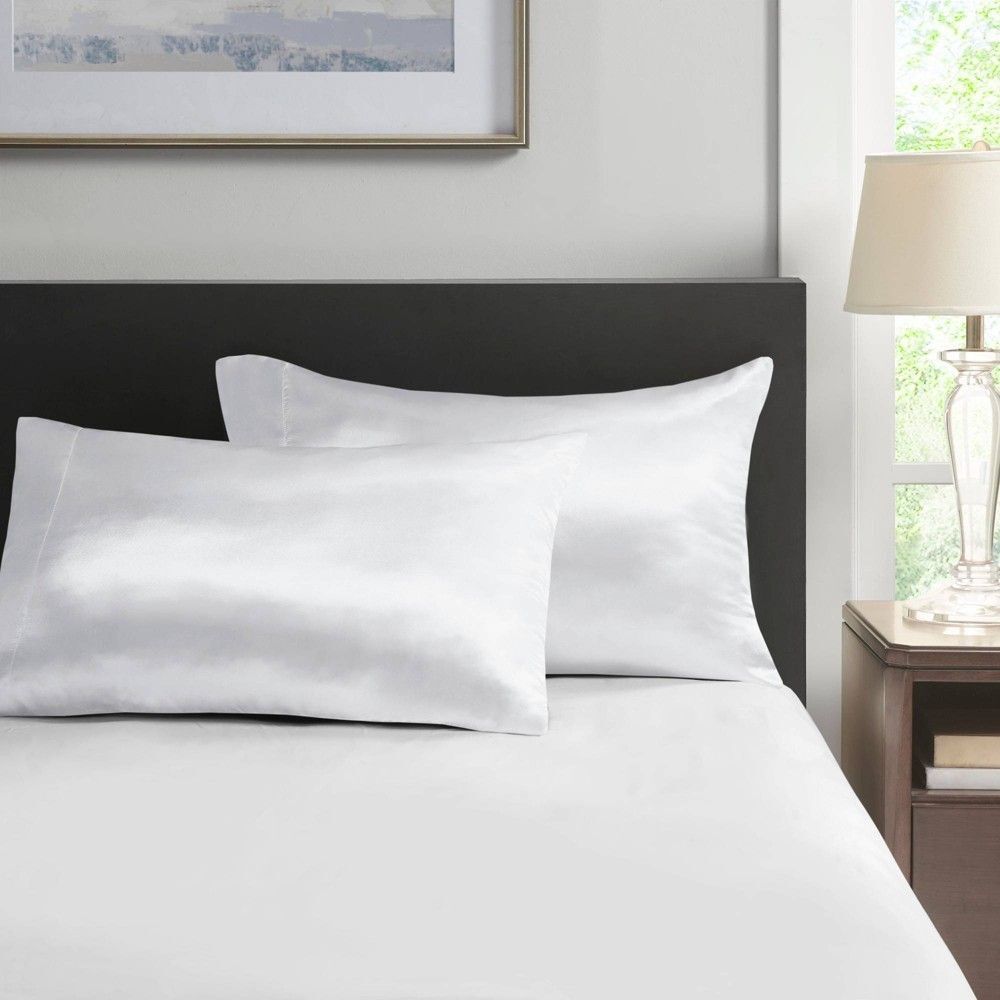 Madison Park Essentials White Satin Pillowcase Set 2pc King Size